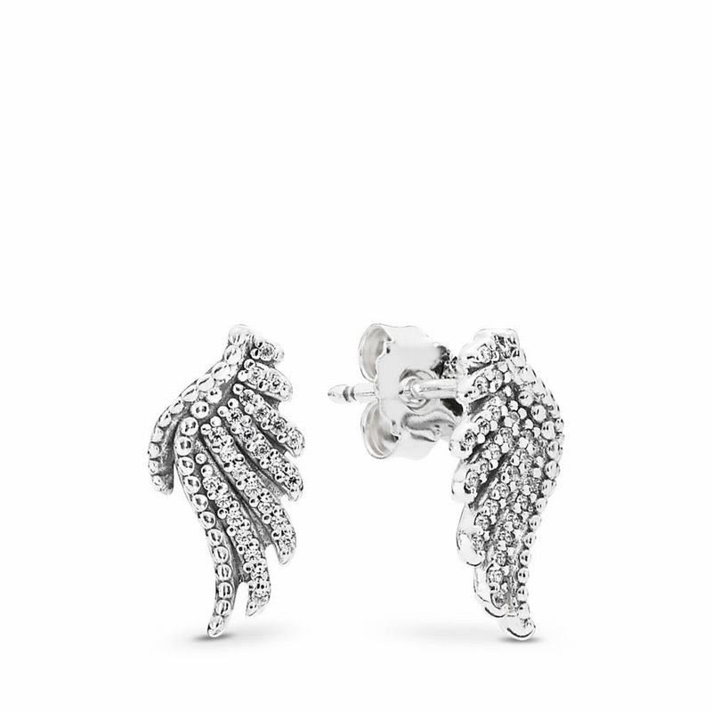 Pandora Majestic Feathers Stud Earrings - Sterling Silver/Cubic Zirconia - Canada | XV3969KA